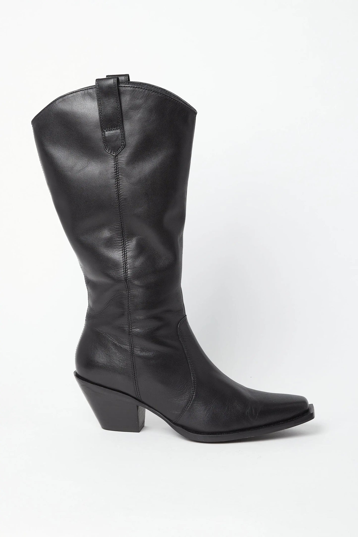 Edit No9 Knee High western boots in larger sizes- single boot